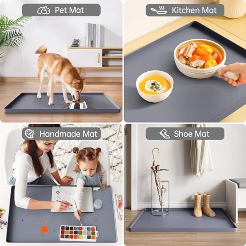 FLATO Waterproof Under Sink Mat, 34" x 19", Beige - Image 6