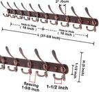 Dseap Coat Rack Wall Mount - 38” Long 10-Tri-Hooks Heavy Duty Coat Hanger Rail Wall Hooks for Hanging Coats Hats Clothing Clothes Purse Mudroom Entryway, Antique Copper - Image 2