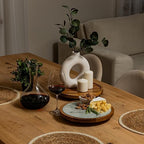 Rickby, 12" Premium Acacia Wood Lazy Susan Turntable for Table Top with Removable Marble Texture Glass Plate, Wooden Lazy Susan for Dining Table Centerpiece & Kitchen Countertop - Image 5