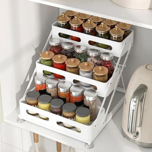 Ceetug 3 Tier Foldable Spice Rack, White - Image 5