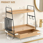 2-Tier Bathroom Counter Organizer with Drawer, Wood Counter Storage Shelf - Image 2