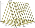 EASEPRES 9 Slot Magazine Rack Book Record Holder, Desktop Iron Storage Rack Bookshelf Multifunction Triangle File Organizer Sorter for Decor Home Office, Golden Pack of 2 - Image 4