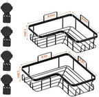 Moforoco Corner Shower Caddy Suction Cup, No Drilling Stainless Steel Shower Shelves, Portable/Movable Large Suction Cup Shower Organizer with Hooks Bathroom Storage Rack(Black) - Image 5