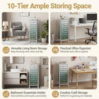 COSTWAY 10-Drawer Rolling Storage Cart, Utility Mobile Trolley - Image 6