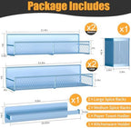 Magnetic Spice Rack for Refrigerator, 6 Pack Metal Magnetic Shelf Blue, Moveable Spice Organizer, Strong Magnetic Storage Fridge Organizer with Paper Towel Holder, Utensils Holder - Image 3