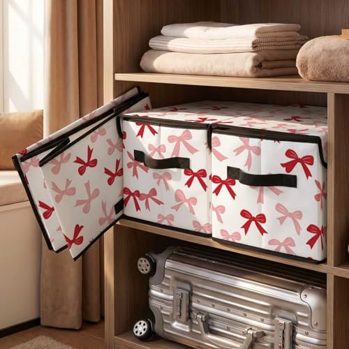 Stackable Storage Bins with Lids,Closet Organizers Fabric Box for Home and Office,Blanket Clothes Organizers,Under Bed Storage Containers 3 Pack - Image 5
