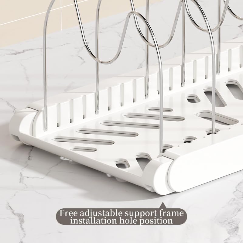 Pot Rack -Expandable Pan Organizer for Cabinet,Pot Lid Holder with 7 Adjustable Compartment for Kitchen Cabinet Cookware Baking Frying Rack,2Pack,Apricot - Image 5