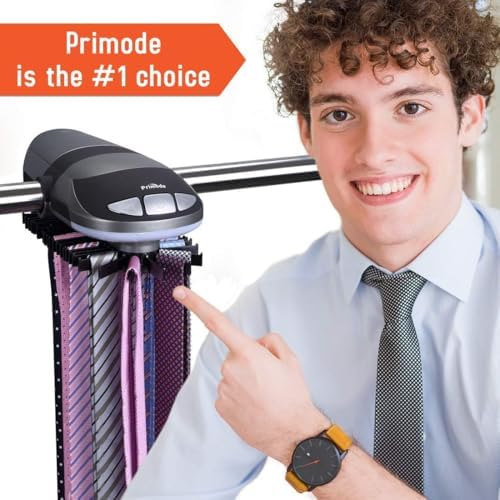 Motorized Tie Rack Closet Organizer, Holds & Displays Up to 50 Ties + 4 Belts, Automatic Rotation Operates with Batteries. Revolving Neckties On Rod, Great Gift Idea for Fathers Day - Image 4