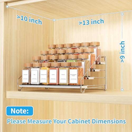 BOIVSHI Spice Organizer for Cabinet, Adjustable Depth Spice Shelf - Chrome - Image 4