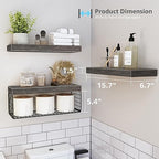 QEEIG Bathroom Shelves Over Toilet Wall Mounted (Grey, Set of 3, 15.7") - Image 3