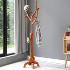 Coat Rack Freestanding Wood Coat Tree with Stable Sphere Base, Light Brown by Bekrvio