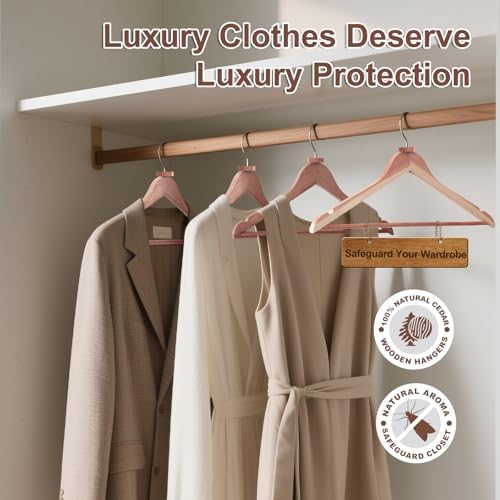 HOUSE DAY Cedar Hangers for Closet, Cedar Wood Hangers 10 Pack with Rings - Image 3