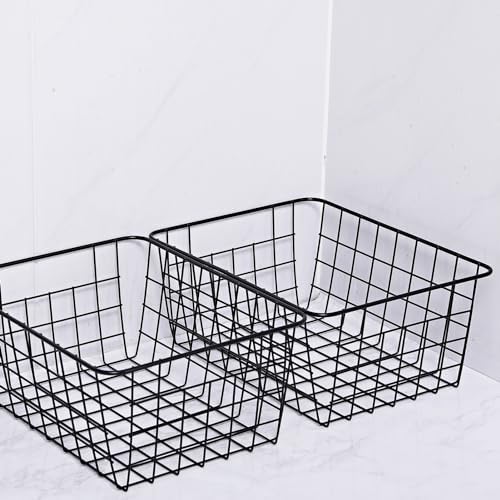 11" Upright Freezer Storage Baskets, Black Wire Storage Bins Small Bakset for Freezer, Pantry, Bathroom Organizing, Set of 4 - Image 3