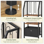 CHOEZON 3-Tier Towel Rack Freestanding, Towel Rack with a Fabric Drawer, 2 M-Shaped Metal Dividers and 4 Hooks, Bathroom Towel Storage Shelf, Towel Storage for Bathroom, Rustic Brown and Black TCJ29BF - Image 5