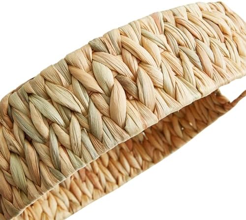 Round Water Hyacinth Serving Tray with Built-in Handles, Hand Woven Rattan Basket for Breakfast, Coffee, Tea, Snacks & Fruit, Decorative Storage Organizer, 13 Inch - Image 5