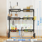 SNSLXH 3 Tiers 6 Baskets Dish Drying Rack, 24.8"-35.4",Over Sink Dish Drying Rack, 3-Tier Large Sink Rack for Kitchen, Extensible and Adjustable, Saving Kitchen Space - Image 2