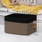 COMFY-HOMI 3PACK Cotton Rope Square Basket with Handles for Shelves|Dog Toy Bin and Storage|Baby Gift|Shoe Organizer|New 13.5" x 11" x 9.5" for Living Room (Black/Jute) - Image 4