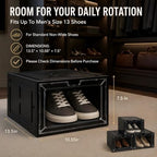 6 Pack Stackable Clear Shoe Boxes with Black Frame, Large Plastic Shoe Organizer Storage Bins for Sneakers & Boots, Magnetic Front Door, Space Saving Closet Shoe Case - Image 3