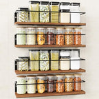Spice Rack Self-Adhesive or drilling, Rustic Style Hanging Spice Rack, Spice Organization for Cabinet Door or Wall Mount, Over The Stove, Kitchen Wall, 4-Pack by GIGIFTREE