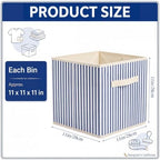 Amyhill 6 Pack Blue Striped Basics Collapsible Fabric Storage Bins - Image 2
