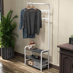 Simple Houseware Coat Rack with Shelf, Standing Hall Tree with Hooks, White - Image 2