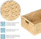 VATIMA Extra Large Wicker Basket Rectangular with Wooden Handles for Shelves, Water Hyacinth Basket Storage, Natural Baskets for Organizing, Wicker Baskets for Storage 16.7"x12.4"x7" - Image 4