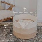 OrganiHaus Round Toy Basket & Blanket Basket, Cotton Rope 20x13" - Image 2