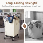StorageWorks Laundry Hamper with Wheels, 160L Rolling Beige Basket - Image 4