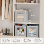 Homsorout Foldable Storage Cubes - Square Organizer with Window, Decorative Baskets for Organizing, Fabric shelf Basket for Clothes, 11 Inch Closet Storage Cubes, Set of 12, Light Grey - Image 4