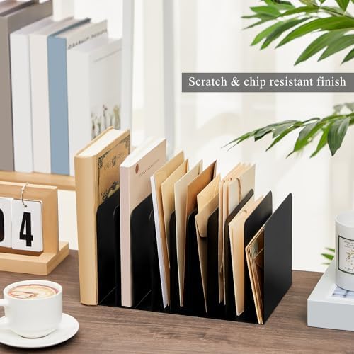 Suzile Metal Desktop File Organizer, 10 Compartment, Vertical File Sorter - Image 3
