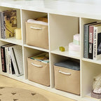 TheWarmHome Organization and Storage Bin for Shelves - Large 3 Pack 16x12x8 inch Storage Basket for Organizing, Canves Storage Cubes for Organizer Toy Closet Cloth Gift (Beige) - Image 3