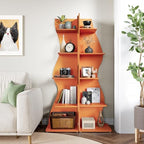 LITTLE TREE Small Corner Shelf, Modern 5-Tier Wall Wavy Corner Bookshelf - Image 2