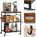 Homleke 3-Tier Rolling Kitchen Microwave Cart, Utility Cart - Image 3