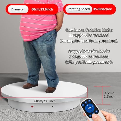 23.6In Remote Large Motorized electric turntable Rotating platform Photography Turntable Motorized lazy susan Base giratoria para for Photography,3D Scanner,Heavy duty display(Load Range:220~500lbs) - Image 7