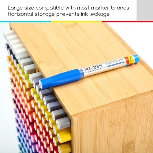 MEEDEN Bamboo Marker Organizer for Desk: Wooden Storage Holds 126 Markers - Image 5