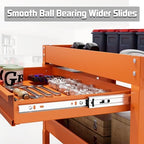 3 Tray Rolling Tool Cart with Drawers, 400 LBS Capacity Mechanic Tool Cart on Wheels, Heavy Duty Utility Cart with Pegboard, Tool Storage Cart for Garage and Repair Shop, Orange - Image 3