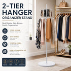 Floor Standing Belt Display, Tie Rack Floor Mounted Belt Hanger Belt Display Shelf Purse Hanger Stand Scarf Stand Adjustable Feet for Home, Boutiques, Clothing Stores, Retail Stores (White) - Image 4