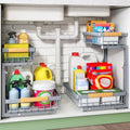 Kitstorack Under Sink Organizer, 2 Tier Under the Sink Storage, Slide out Pull out Cabinet Organizer Shelf, Metal Sliding Drawer for Kitchen Bathroom Pantry Closet Organization Rack, Grey, 1 Pack by Kitstorack