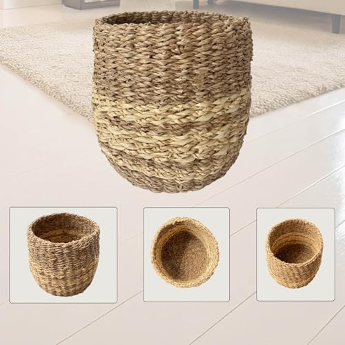 Small Seagrass Basket, Handwoven Natural Storage Bin By Laquedecraft - Image 2