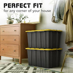 4 PACK of 17 Gallon Large Black & Yellow Storage Bins | Plastic Tote Organizing Container with Secure Latching Lids, Stackable, Extra Strength with Built in Handle | 24.5" x 16.5" x 13.5" - Image 6