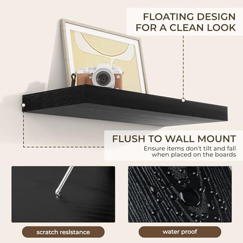 RICHFOCUS 24Inch Floating Shelves for Wall 2Pack, Black, 8" Deep - Image 6