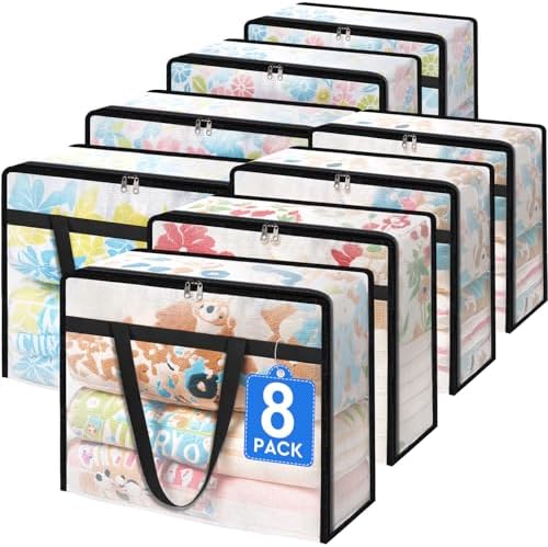 TasticTotes 8 Pack Clear Storage Bags for Comforter, Clothes & Bedding, 40L by Unknown