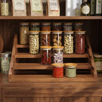 Solid Wood Spice Rack Organizer for Countertop & Cabinet, 4 Tier Adjustable Wooden Spice Shelf with Sliding Track, Premium Step Seasoning Bottle Holder for Kitchen, Pantry & Office, Walnut Brown - Image 4