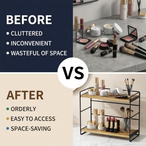 SRIWATANA 2-Tier Bathroom Counter Organizer, Set of 2, Carbonized Black - Image 6