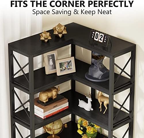 Tribesigns 7-Shelf Corner Bookshelf,Large Modern Corner Bookcase, 7-Tier Tall Corner Shelf Storage Display Rack with Metal Frame for Living Room Home Office (Black) - Image 6