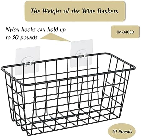JUNCHU CHERRY 5 Pack Hanging Storage Basket, Bathroom Basket, Household Goods, with Traceless Tape, no Drilling, for Cabinet Storage, Kitchen, Bathroom, Storage Room,Black - Image 5
