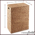 Casafield Large Laundry Hamper with Lid and Removable Liner Bag - Cinnamon, Woven Water Hyacinth Rectangular Laundry Basket Sorter for Clothes Towels - Image 3