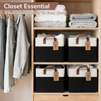CHICVITA 4 Pack Large Fabric Storage Baskets for Shelves, 30L Black & White - Image 2