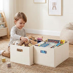StorageWorks Fabric Storage Bins for Shelves, Large, 4-Pack, Ivory - Image 3