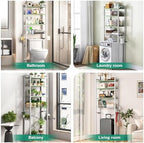 Kalrin Over-The-Toilet Storage Rack, 4-Tier Bathroom Organizer Shelf Over Toilet with Adjustable Shelf and Basket, Freestanding Space Saver Bathroom Shelves Above Toilet for Room (Avocado Green) - Image 3